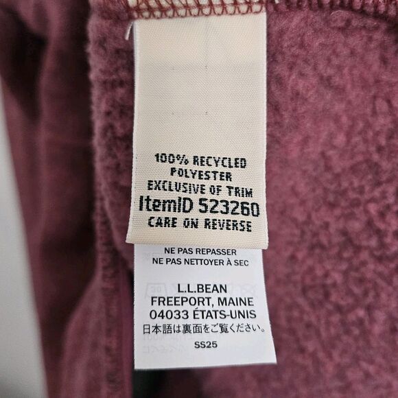 LL Bean Sweater Womens Medium Dark Plum Rose Fleece‎ Half-Zip Pullover Outdoor - Picture 5 of 10